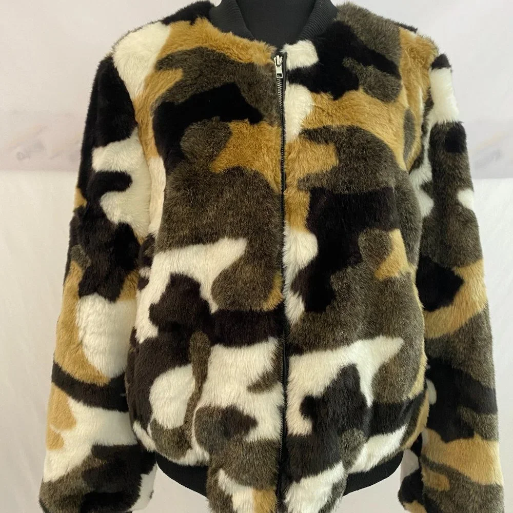 Bagatelle Multicolor Faux Fur Lined Jacket NWOT Women's Size Large - Picture 1 of 16